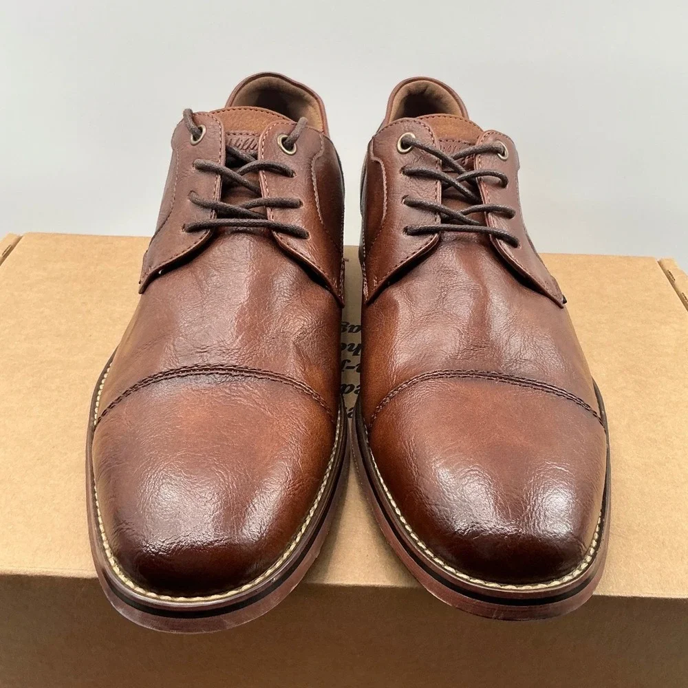 Tommy Hilfiger Mens Cognac Brown Cap Toe Oxford Dress Shoes TMRAIMO